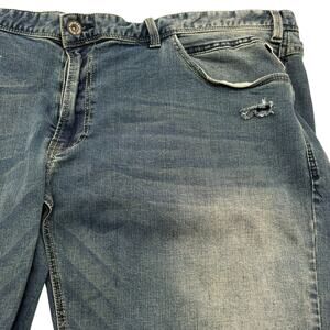 REPLIKA Women's 2x Short‎ Custom Jeans 42X29 Straight Stretch Distressed Denim